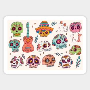 Day of the Dead Sugar Skull Doodle Art Sticker